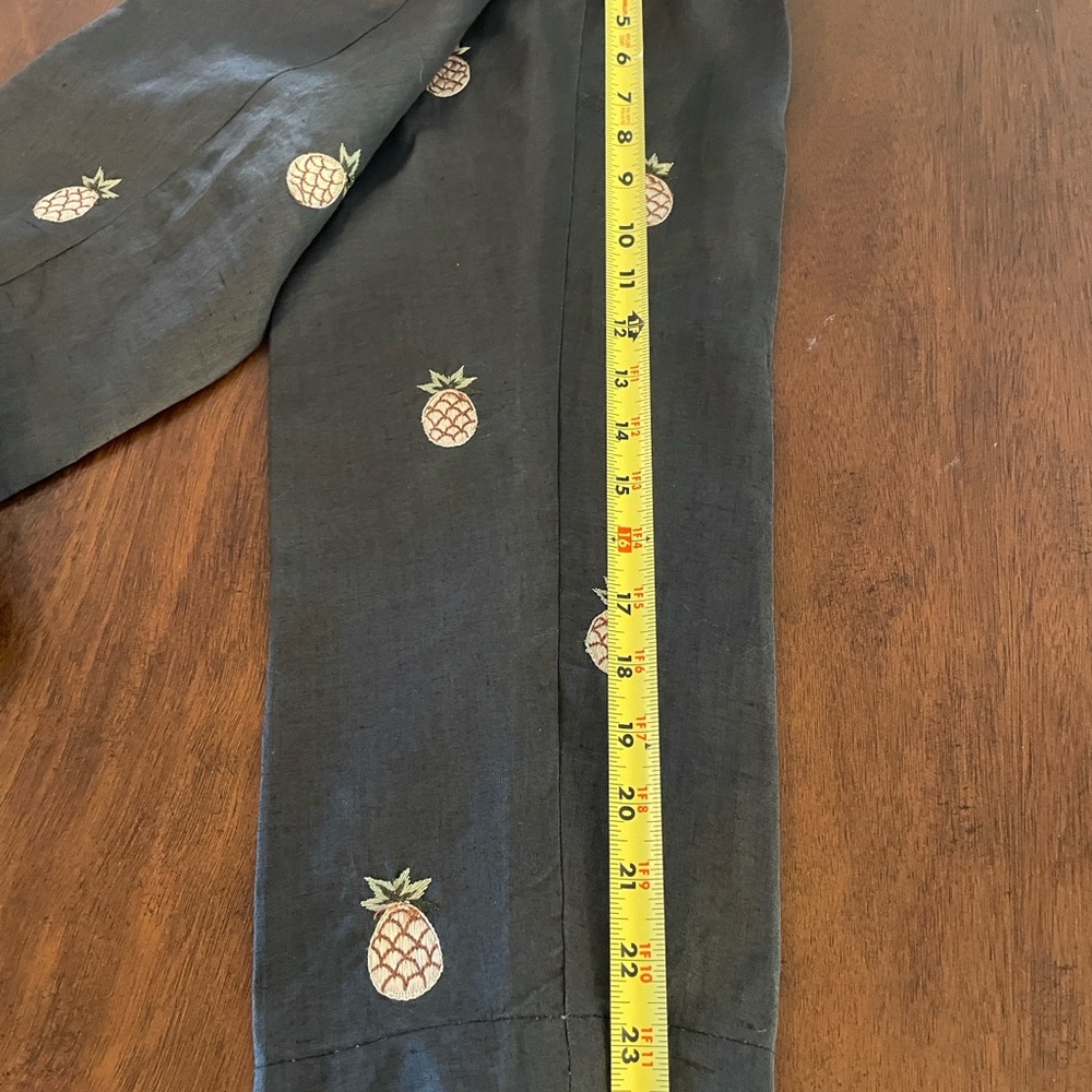Vintage CJ Laing 100% Linen Embroidered Pineapple Pants Size 4 Resort wear 🍍☀️ - Picture 6 of 9
